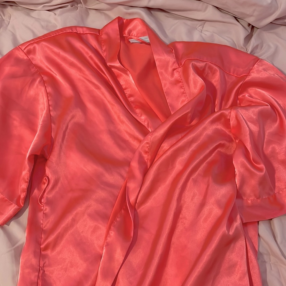 pink satin silk robe